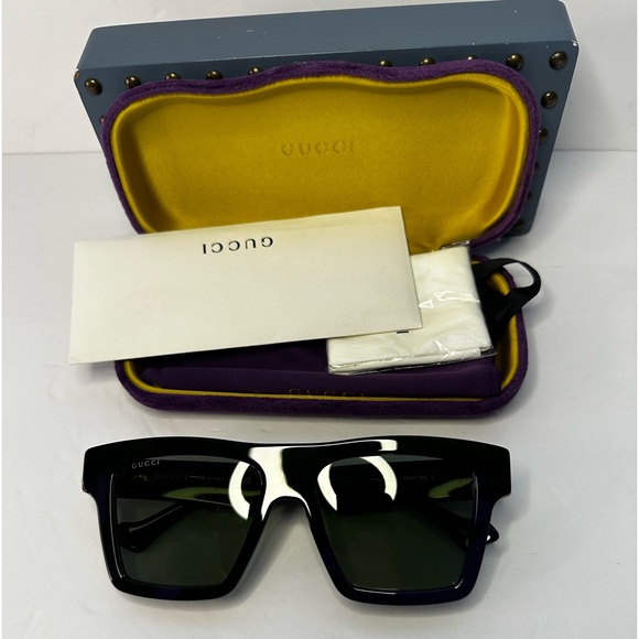 Gucci Men's GG0962Sm Acetate Rectangle Sunglasses - Picture 11 of 15